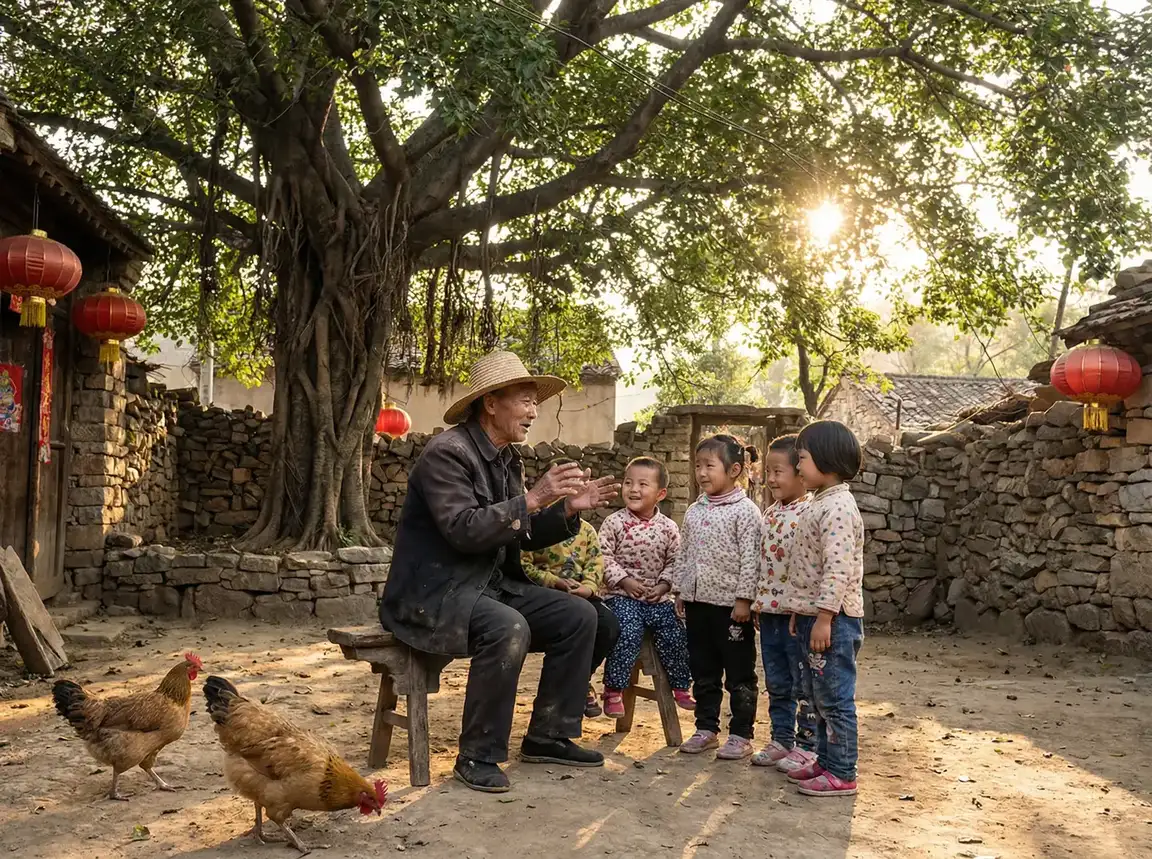 老人在大榕树下给孩子们讲故事 - 深夜食堂日本在线观看免费完整版 乡村记忆